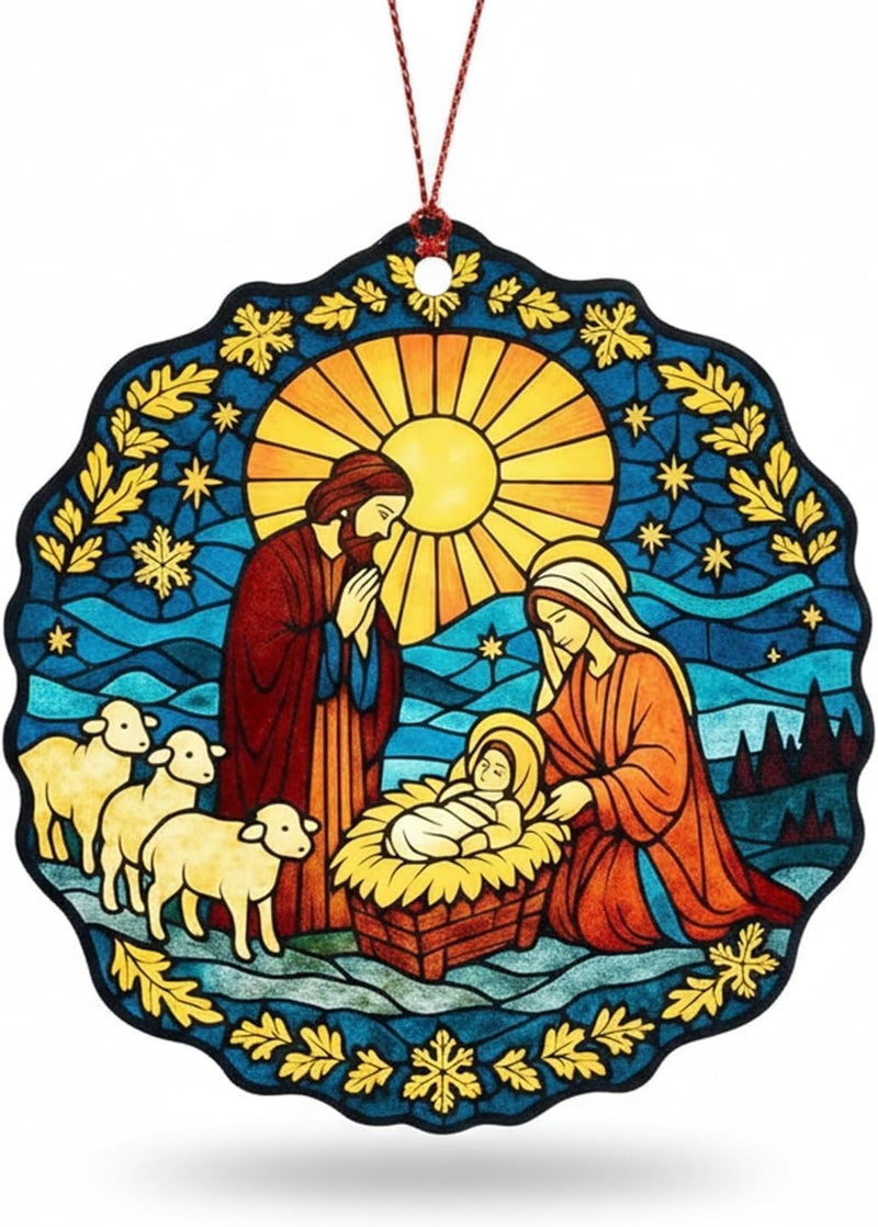 NELXI Nativity Ornaments, Religious Christmas Ornament with Holy Family - Christian Nativity Scene Decorations for Tree, Christmas Ornaments 2025 - Faith-Based Christian Ornament for Home, The Great Gift - Image 1